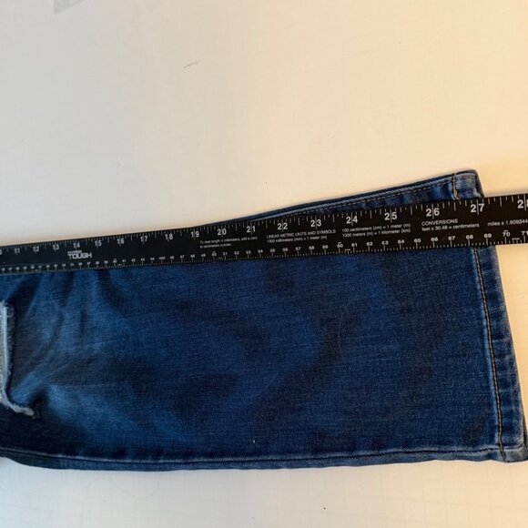 Old Navy Womens Power Straight Distressed Blue Denim Jeans Size 14 Short Ripped - Picture 11 of 15
